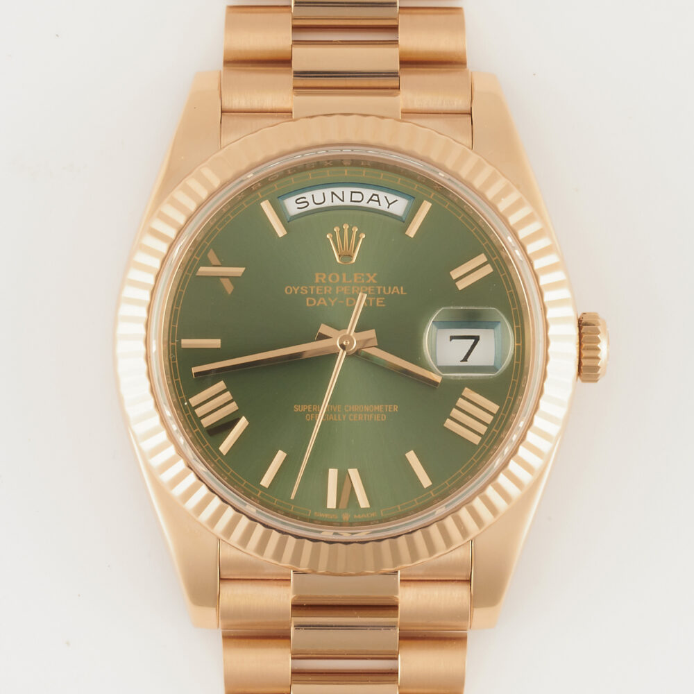 Rolex Daydate 228235 Olive Dial 2023 With Box & Papers