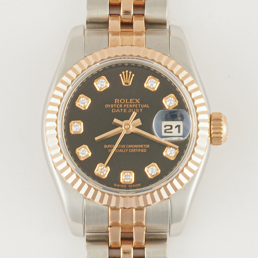 Rolex Datejust 179171 2015 Black Diamond Dial With Box & Papers