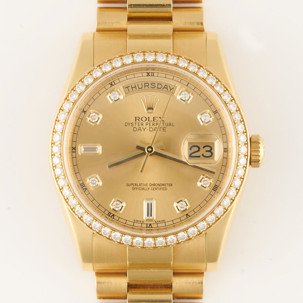 Rolex Daydate 118348 Factory Diamond Dial & Bezel With Box And Warranty
