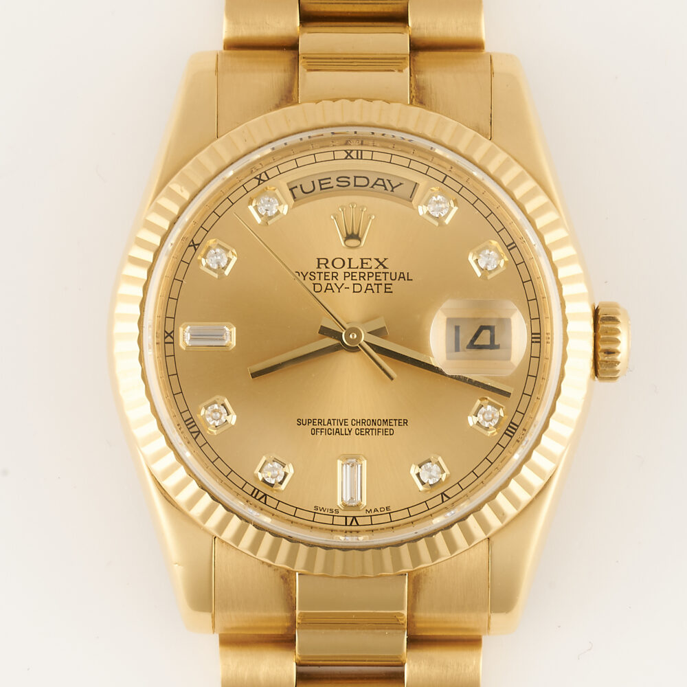 Rolex Daydate 118238 Factory Diamond Dial With Box And Warranty