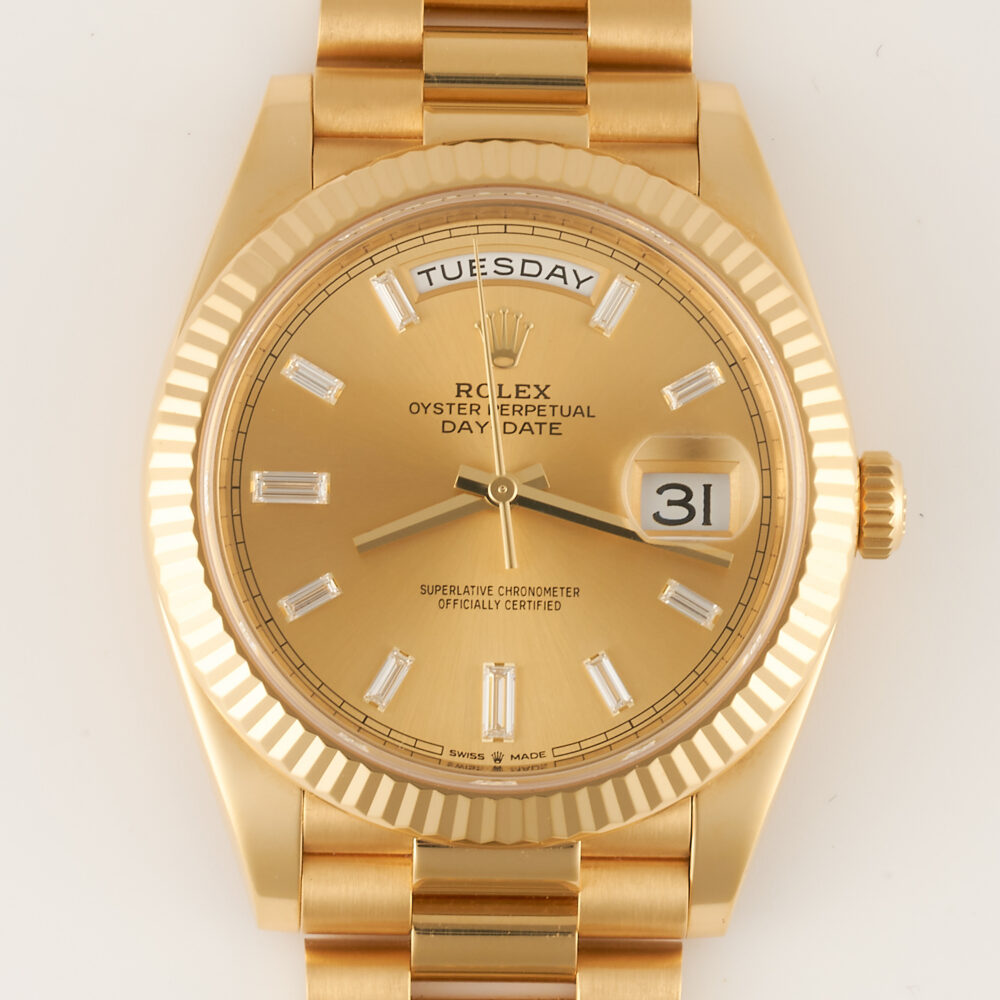 Rolex Daydate 228238 2022 Champagne Baguette With Box And Papers