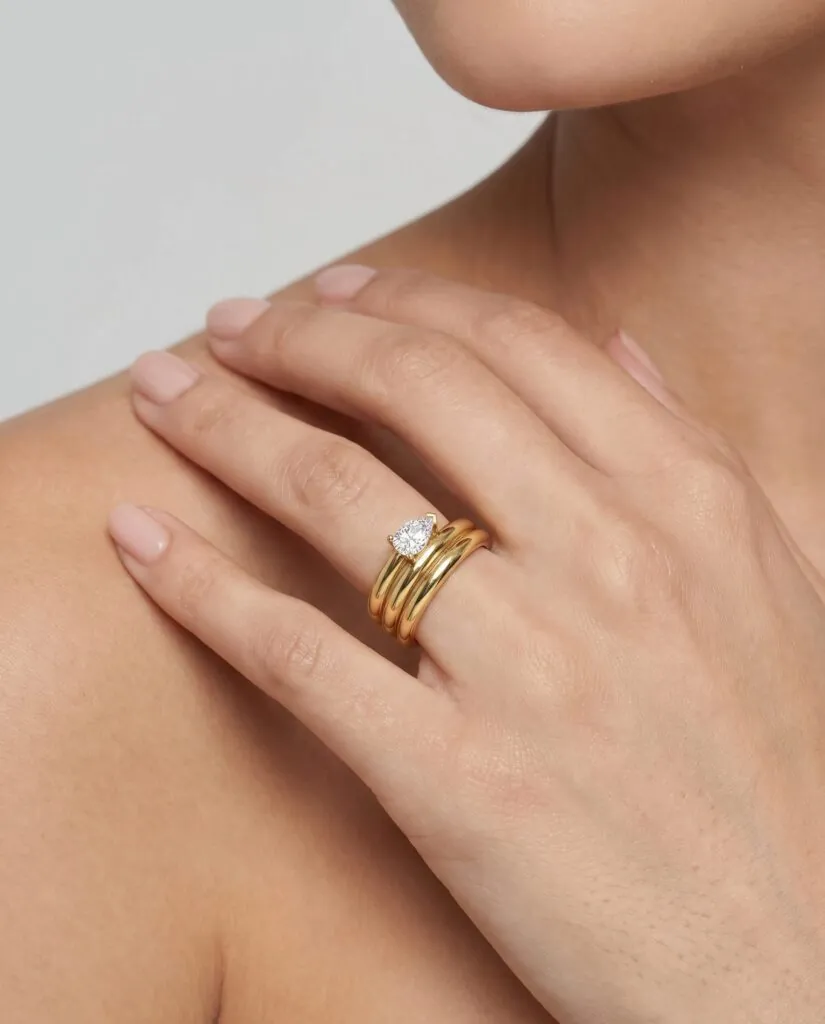 Pear Solitaire Ring