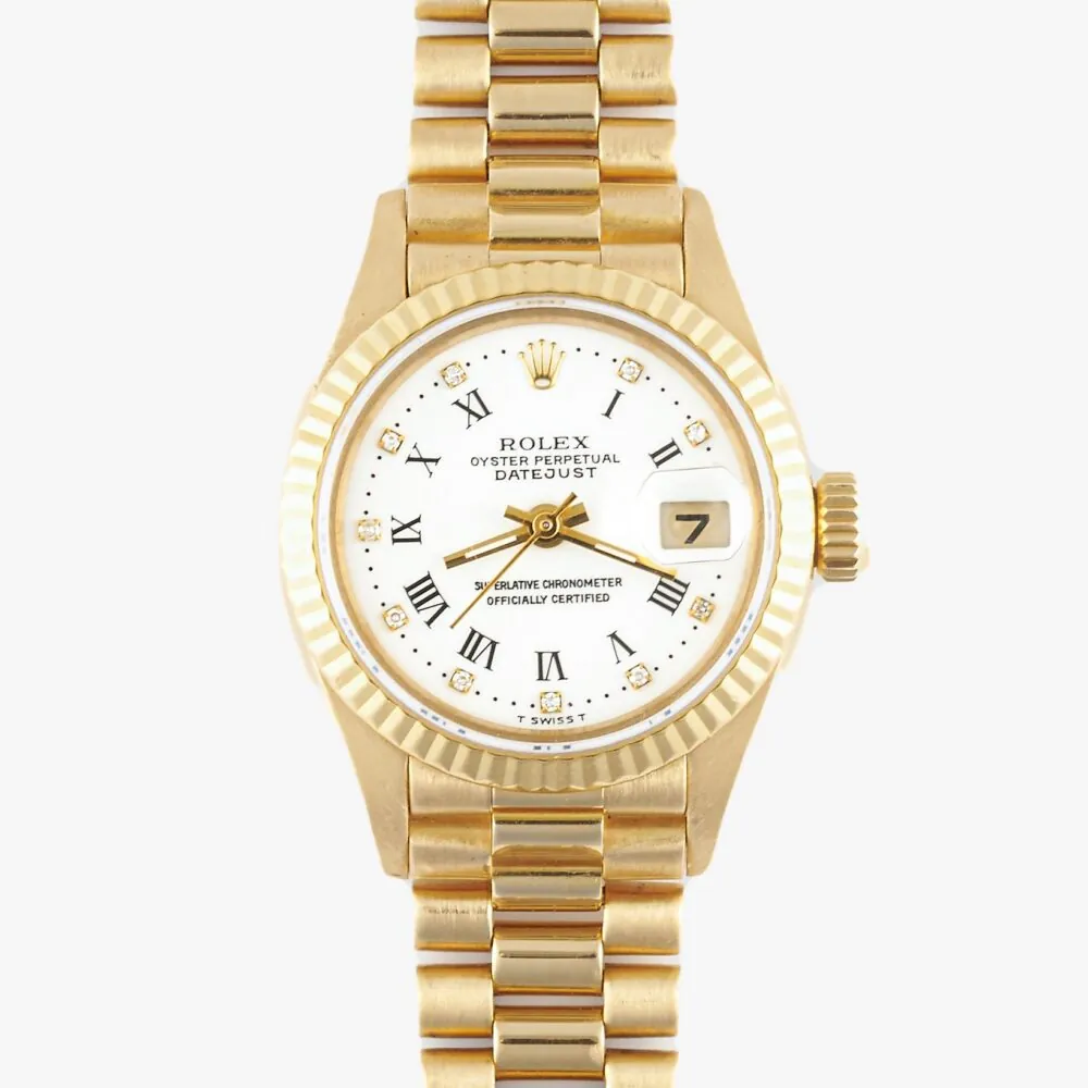 Rolex Datejust 69178 White Roman Numeral Diamond Dial