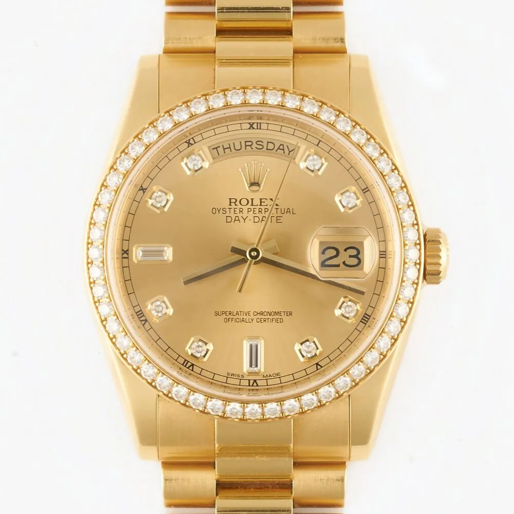 Rolex Daydate 118348 Factory Diamond Dial & Bezel